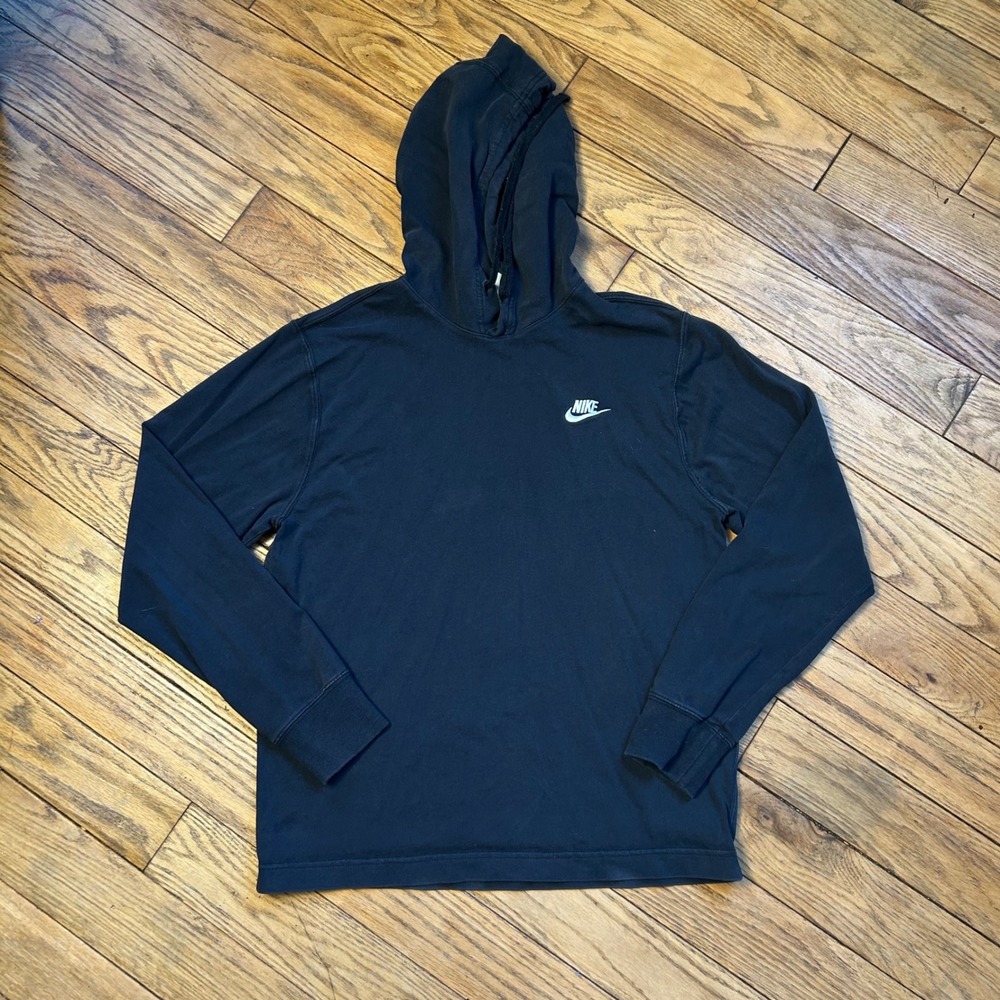 Nike Mens Long Sleeve Hooded T-Shirt Black Futura Logo Jersey Hoodie Small